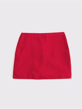 Red Linen Blend Mid Rise Scarlett Mini Skirt